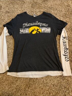 Iowa Hawkeyes Women's Layered Long Sleeve Tee - Black/White